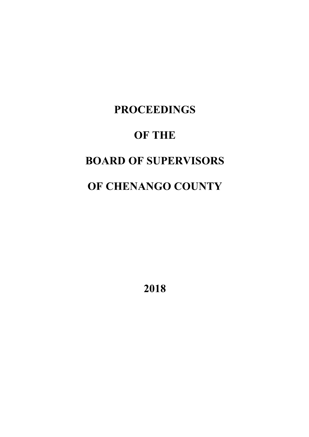 Proceedings of the Board of Supervisors 2018