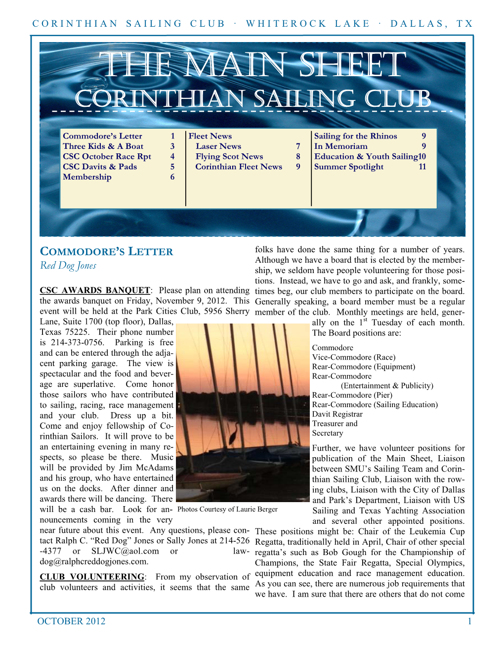 The Main Sheet Corinthian Sailing Club