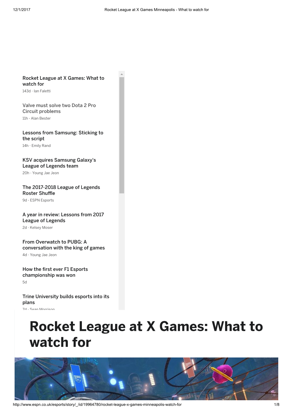 Rocket League at X Games: What to Watch for 143D - Ian Faletti