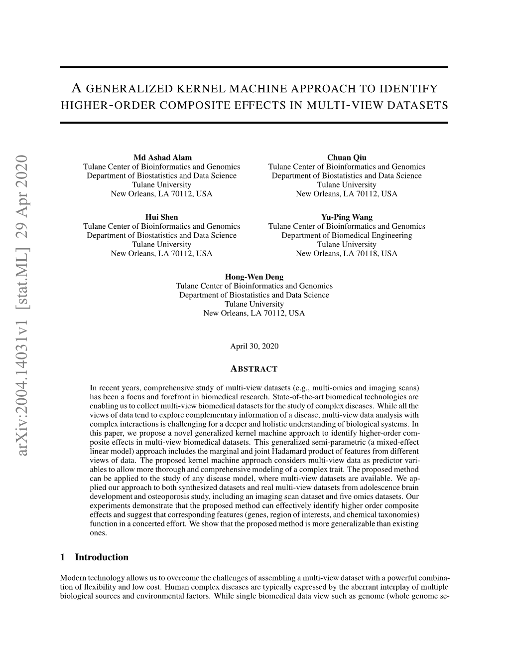 A Generalized Kernel Machine Approach to Identify Higher-Order Composite Effects (GKMAHCE) in Multi-View Datasets