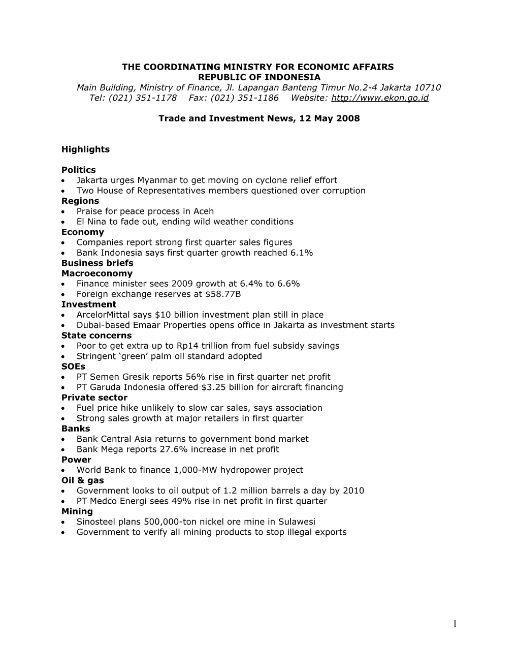 The Coordinating Ministry for Economic Affairs s1