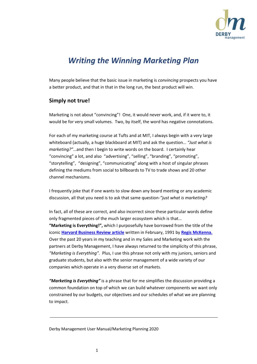 Writing the Winning Marketing Plan