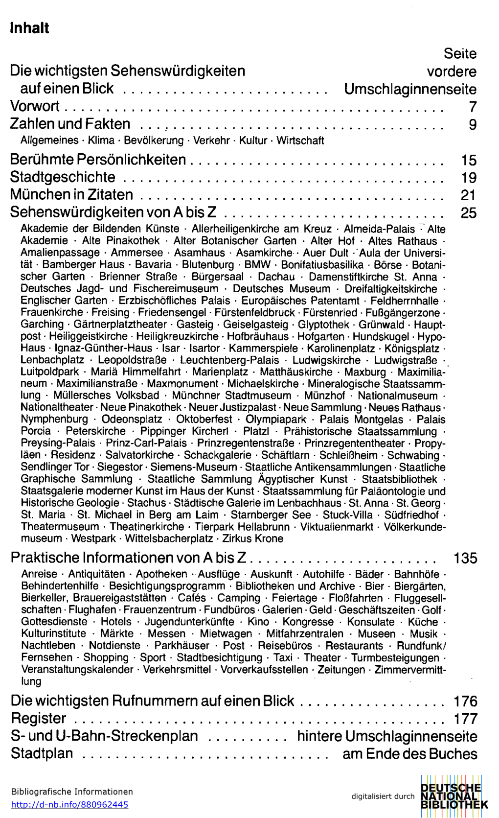 Inhalt Seite Die Wichtigsten Sehenswürdigkeiten Vordere Auf Einen Blick Umschlaginnenseite Vorwort 7 Zahlen Und Fakten