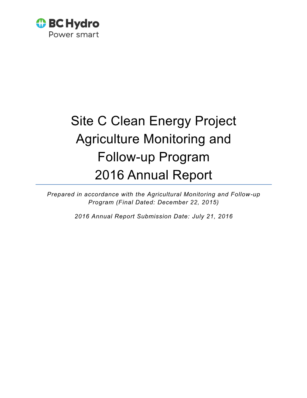 Agriculture Monitoring and Follow-Up Program 2016 Annual Report