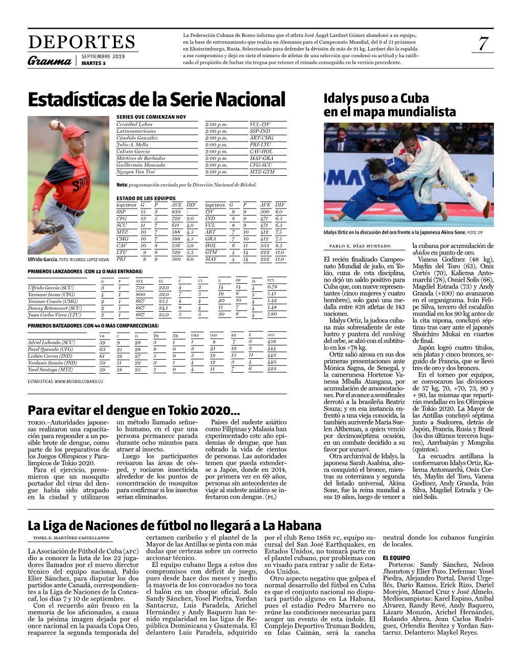 Estadísticas De La Serie Nacional Idalys Puso a Cuba SERIES QUE COMIENZAN HOY En El Mapa Mundialista Cristóbal Labra 2:00 P.M