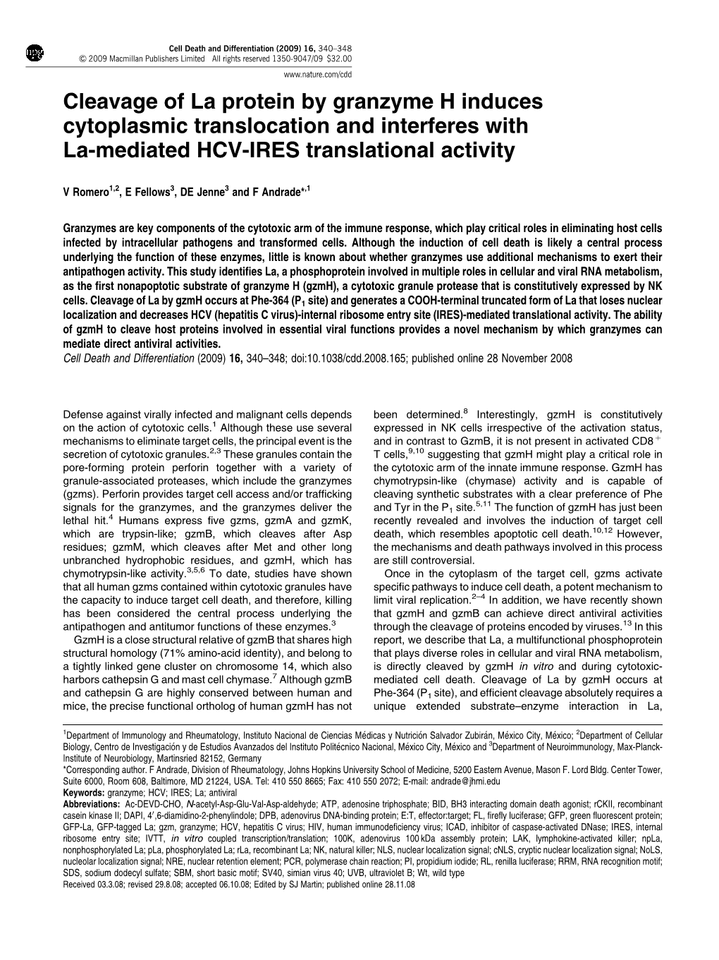 Cleavage of La Protein by Granzyme H Induces Cytoplasmic Translocation and Interferes with La-Mediated HCV-IRES Translational Activity