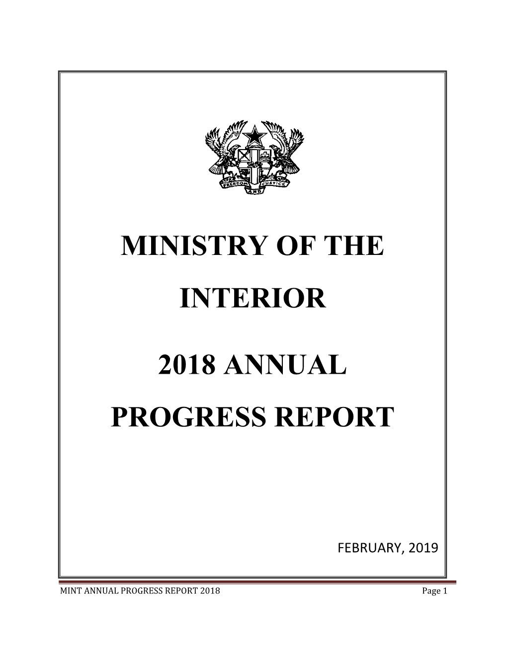 Ministry of the Interior 2018 Annual Progress Report