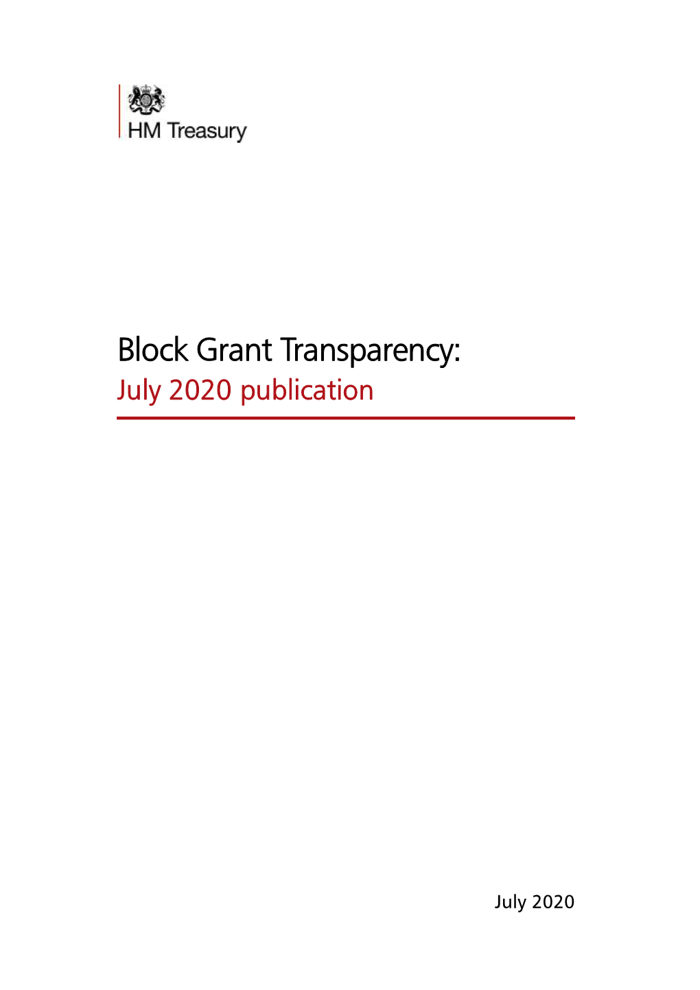 Block Grant Transparency: July 2020 Publication