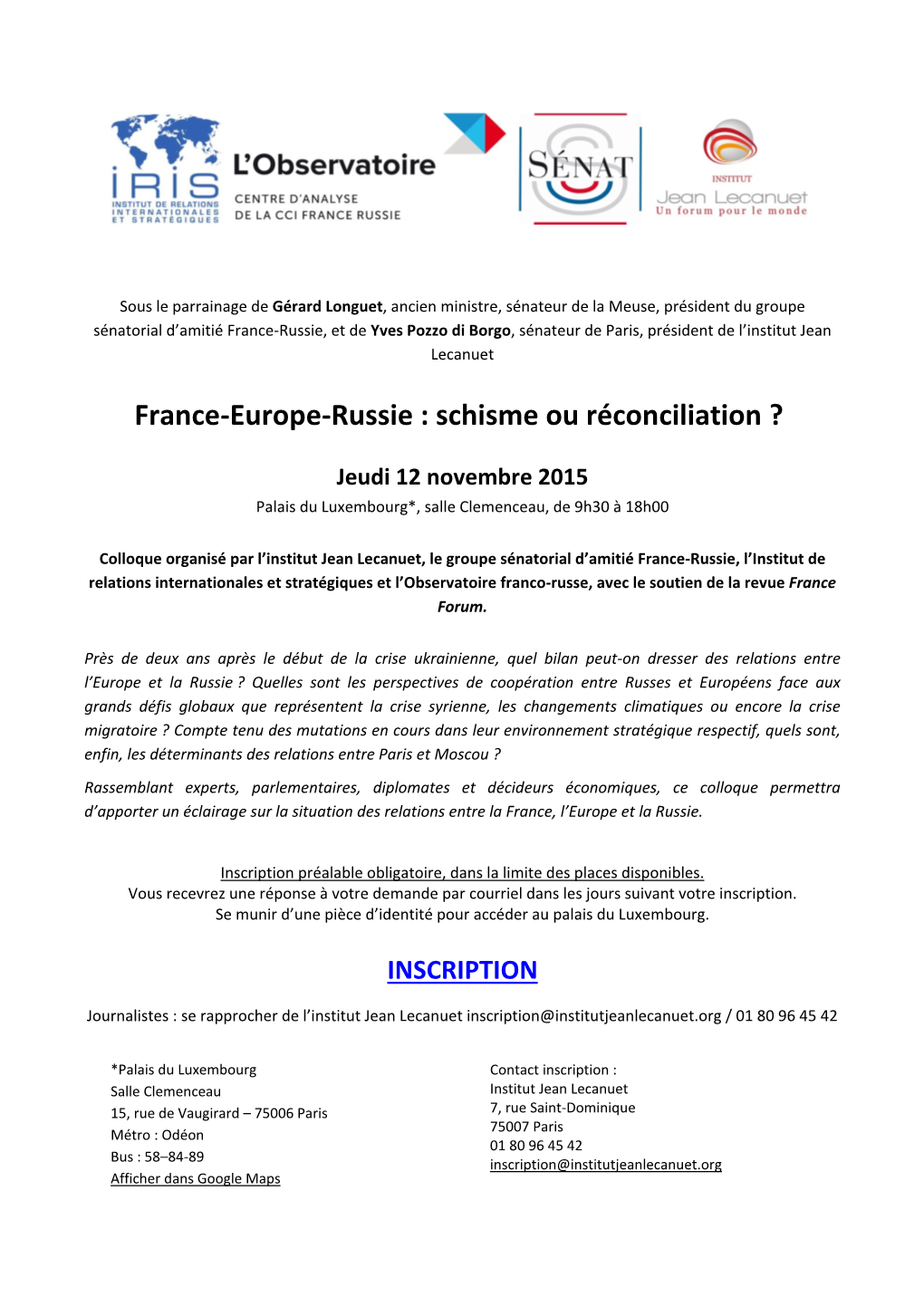 France-Europe-Russie : Schisme Ou Réconciliation ?