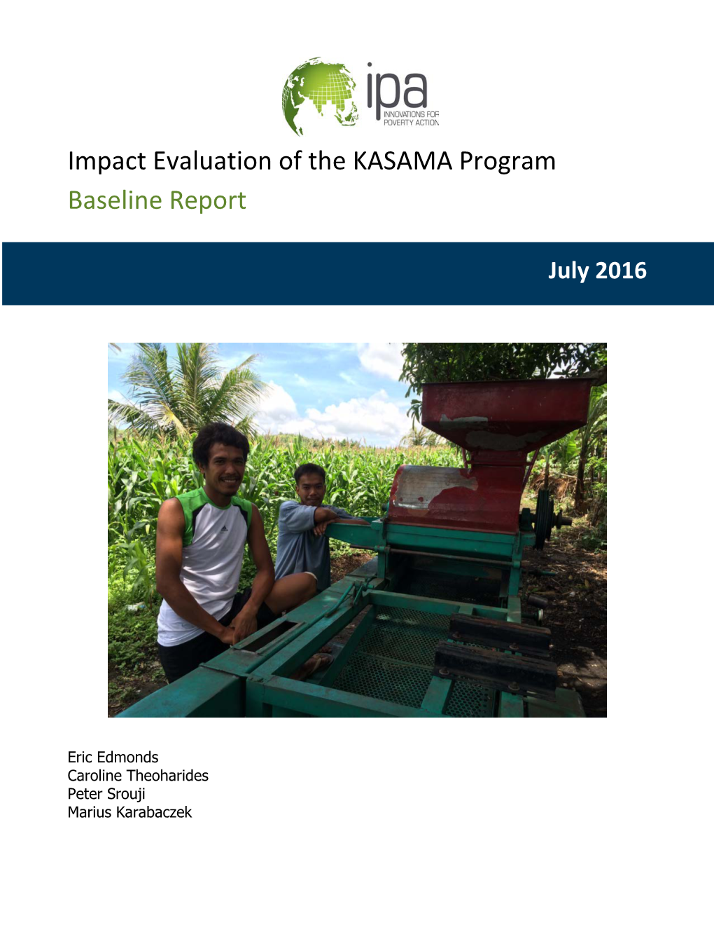 Impact Evaluation of the KASAMA Program Baseline Report