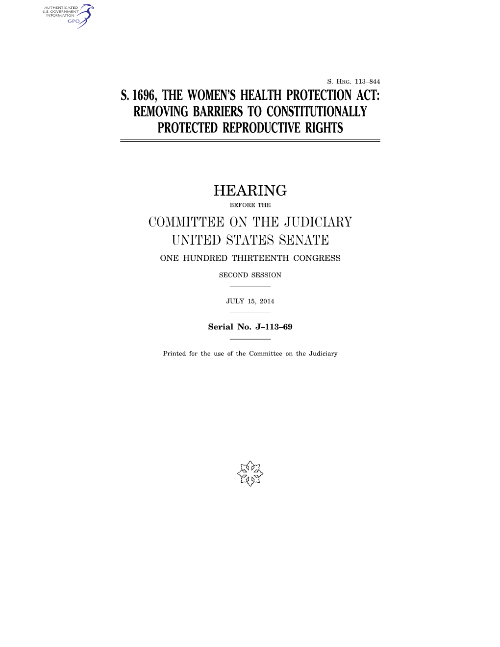 S. 1696, the Women's Health