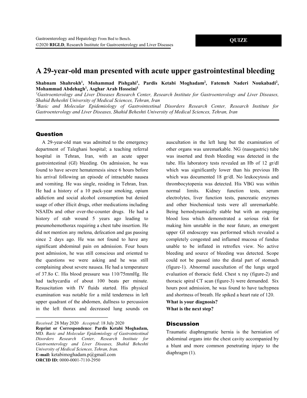 A 29-Year-Old Man Presented with Acute Upper Gastrointestinal Bleeding