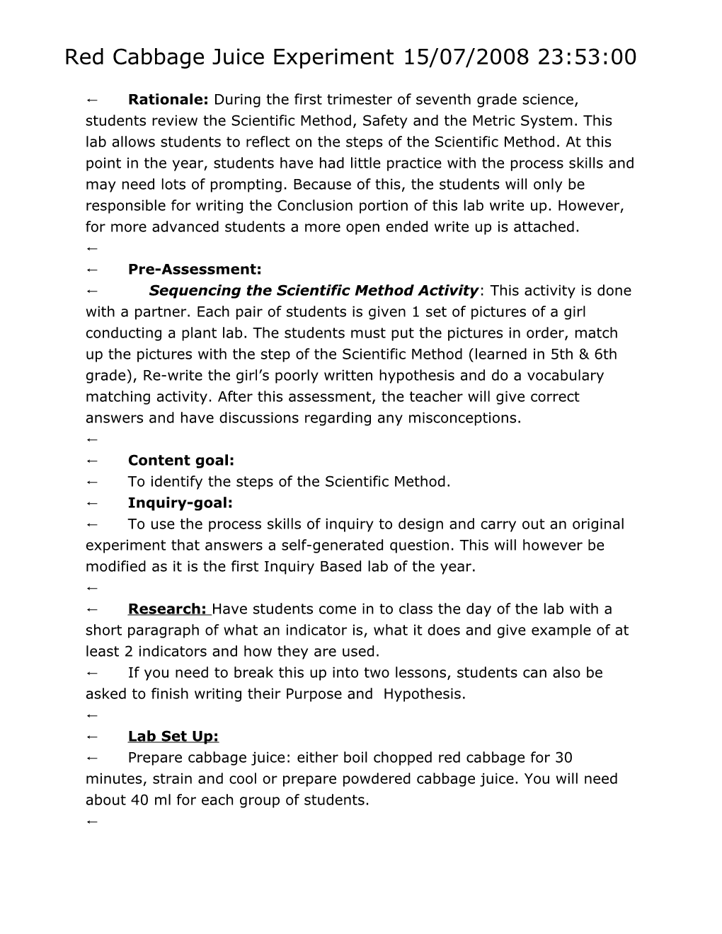 Rationale: During the First Trimester of Seventh Grade Science, Students Review the Scientific