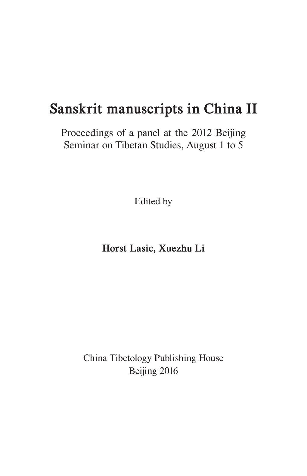 Sanskrit Manuscripts in China II