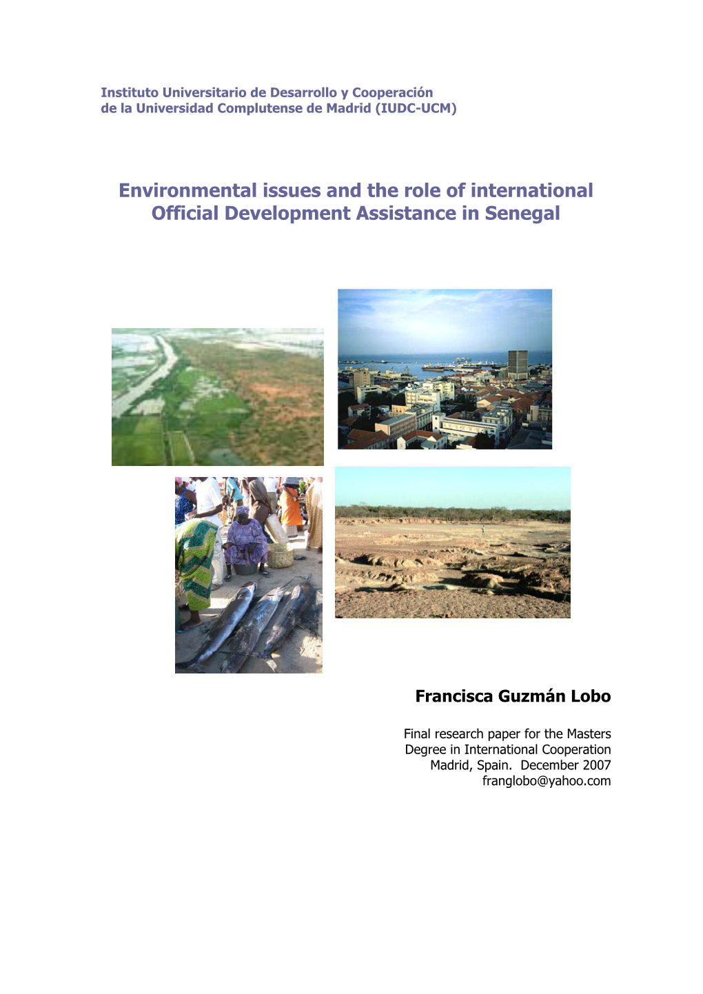 Environmental Issues and the Role of International Official Development Assistance in Senegal