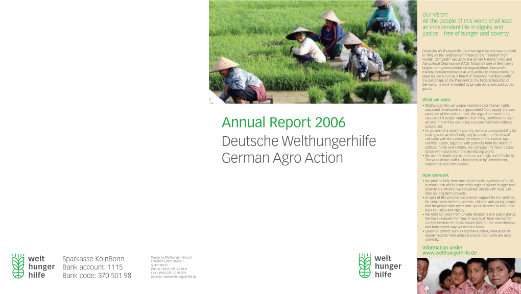 Annual Report 2006 Deutsche Welthungerhilfe German Agro Action