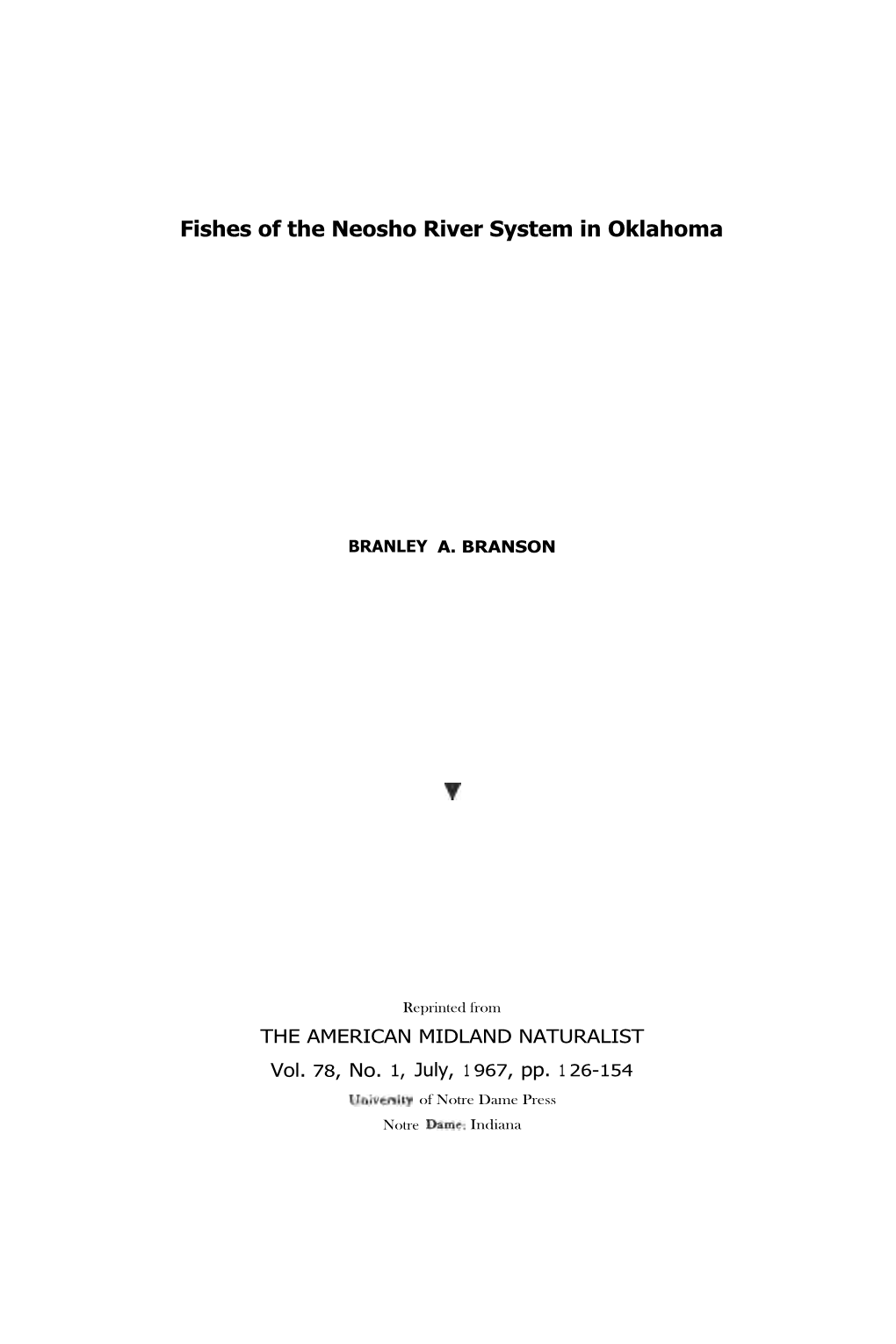 Fishes of the Neosho River System in Oklahoma