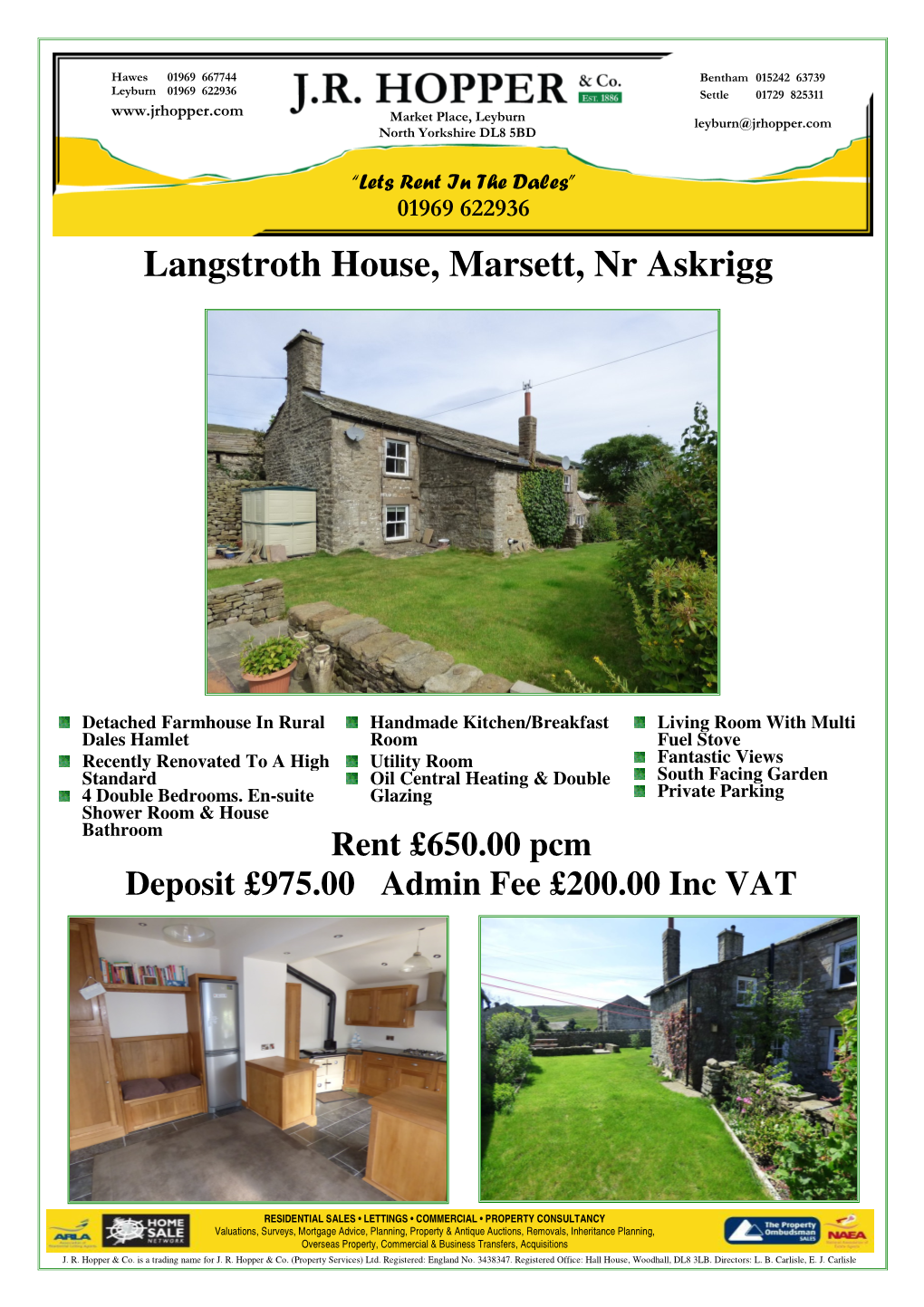 Langstroth House, Marsett, Nr Askrigg