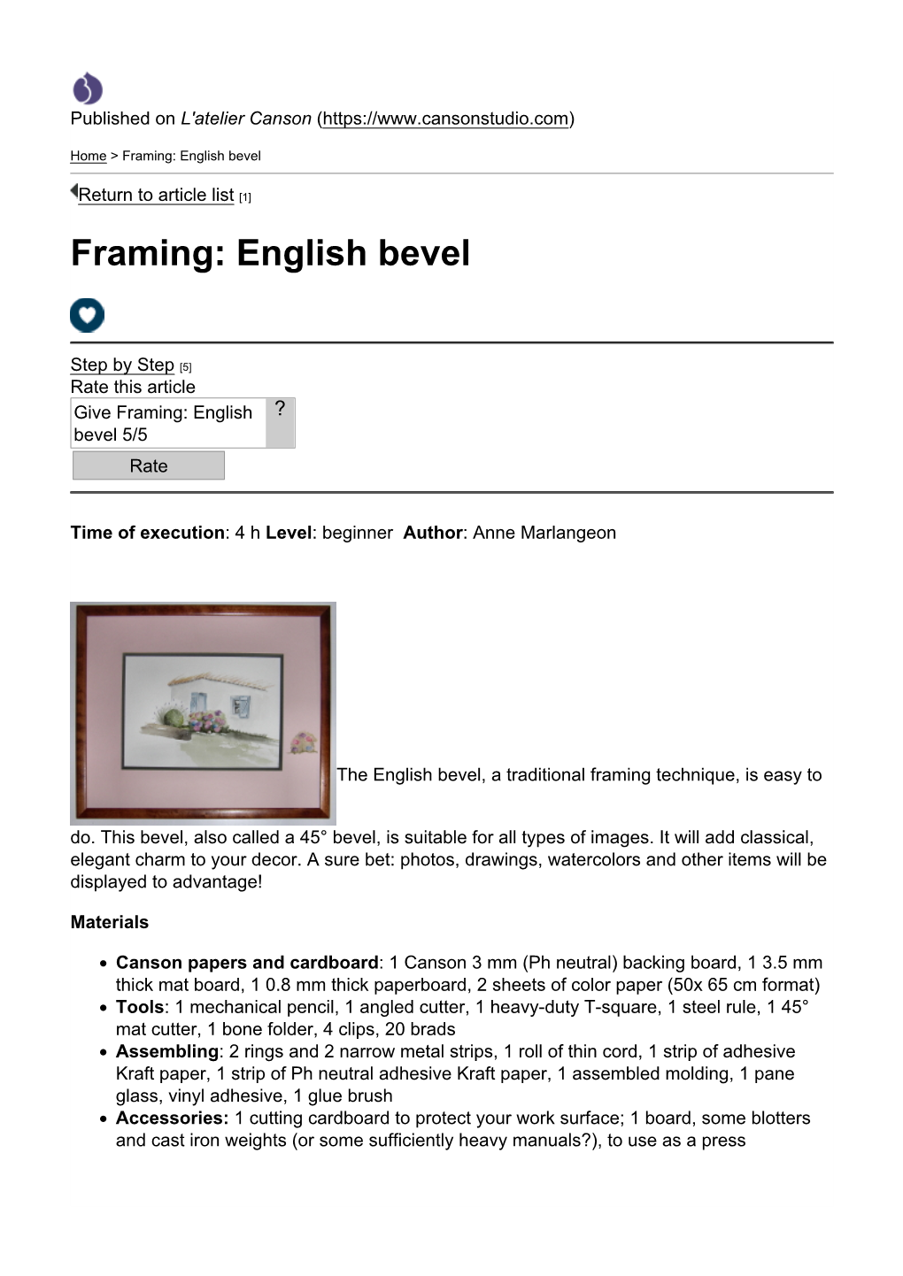 Framing: English Bevel