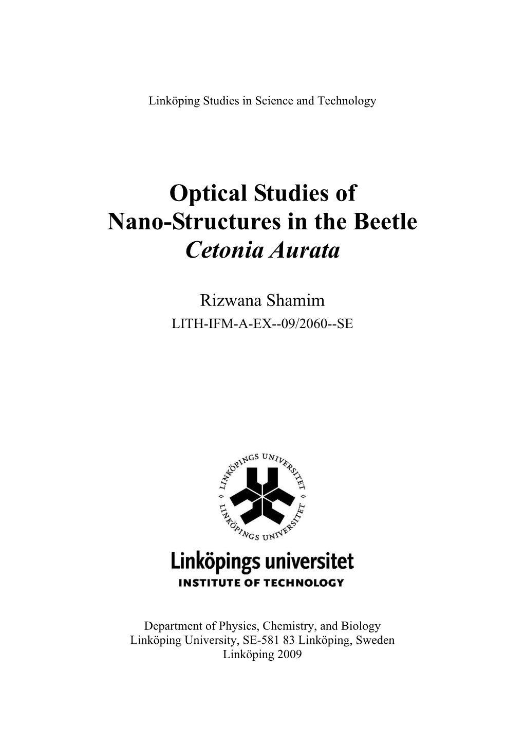 Optical Studies of Nano-Structures in the Beetle Cetonia Aurata