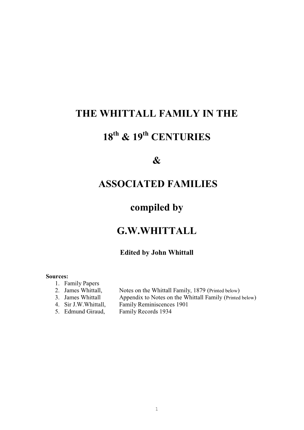 James Whittall, Notes on the Whittall Family, 1879 (Printed Below) 3