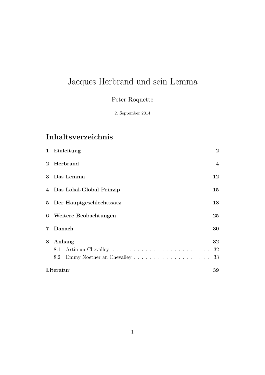 Jacques Herbrand Und Sein Lemma