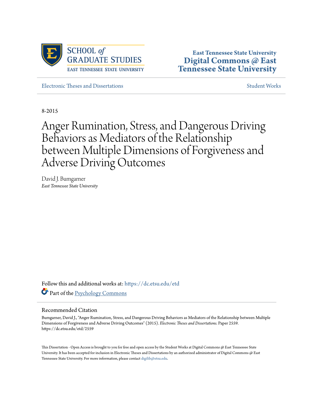 Anger Rumination, Stress, and Dangerous Driving Behaviors As
