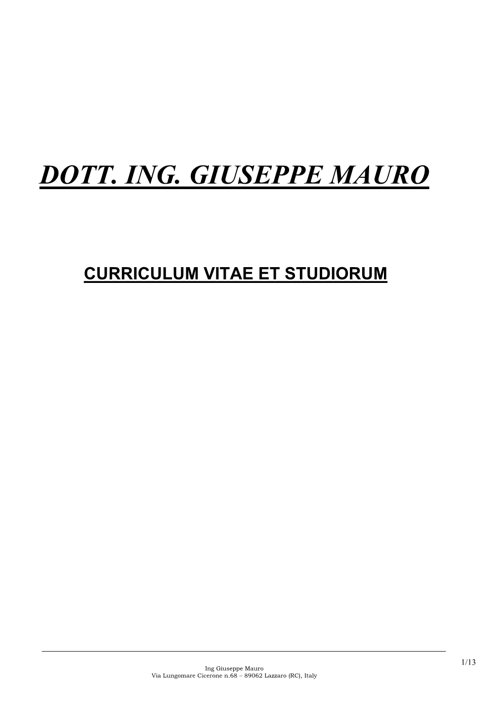 Dott. Ing. Giuseppe Mauro