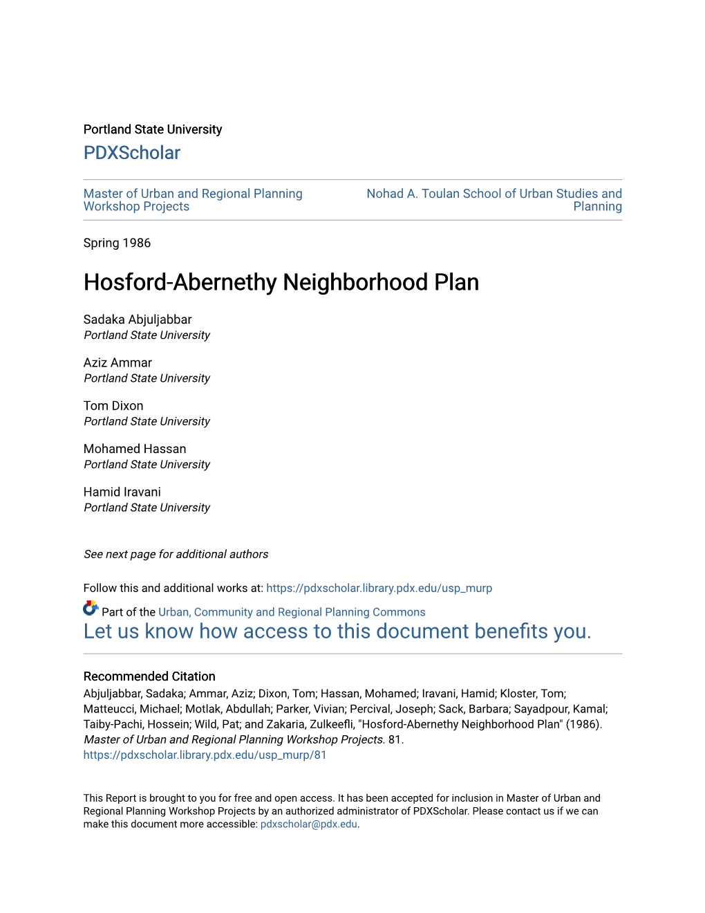 Hosford-Abernethy Neighborhood Plan