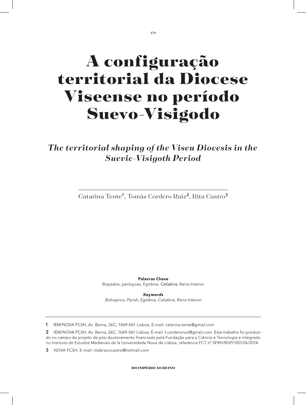 A Configuração Territorial Da Diocese Viseense No Período Suevo-Visigodo