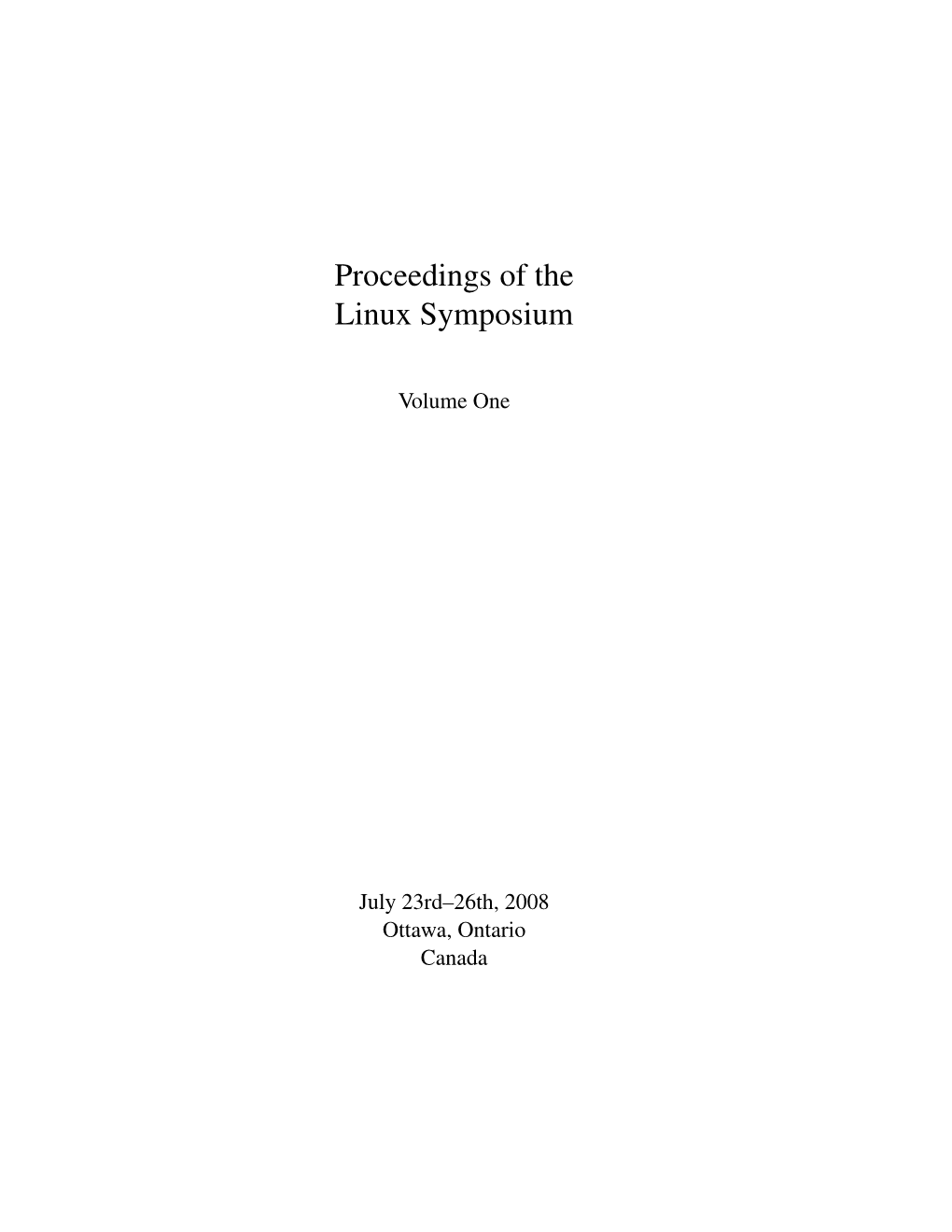 Proceedings of the Linux Symposium