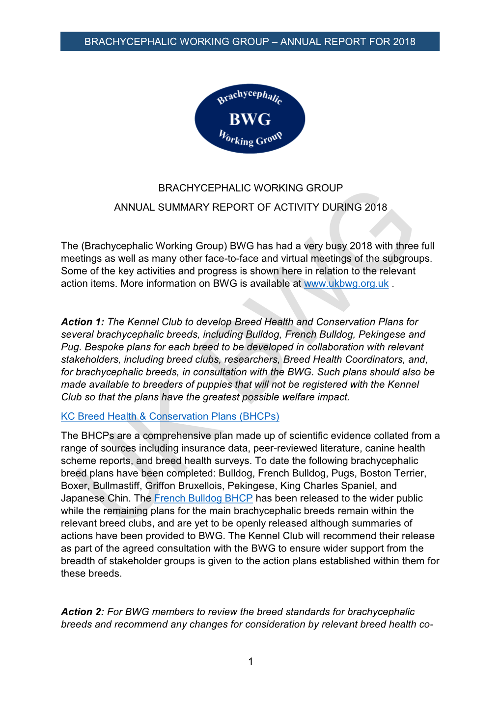 1. BWG Annual Summary – 2018