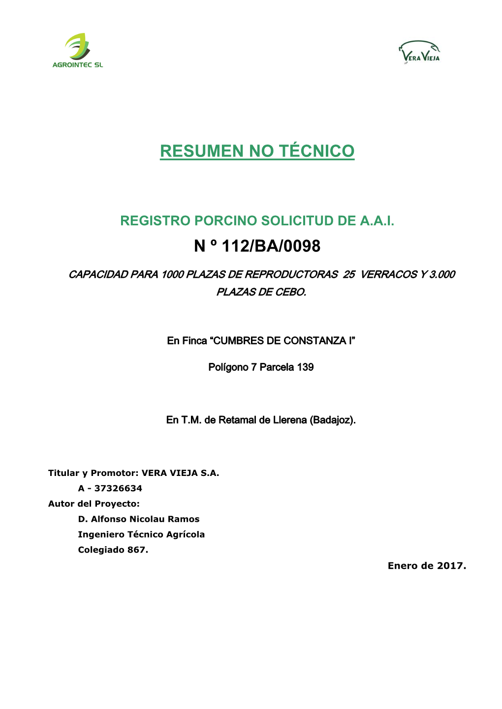 Resumen No Técnico N º 112/Ba/0098