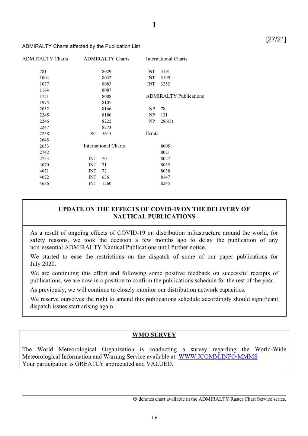 Update on the Effects of Covid-19 on the Delivery of Nautical Publications