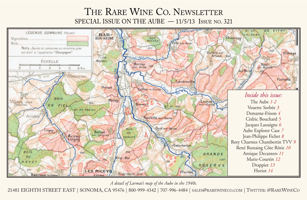 The Rare Wine Co. Newsletter Special Issue on the Aube — 11/5/13 Issue No