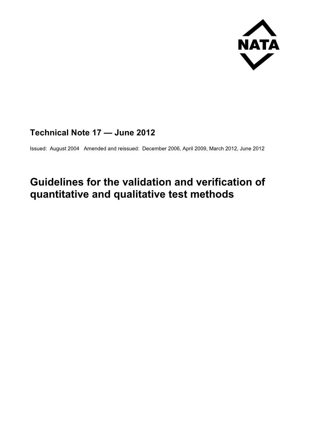 Guidelines for the Validation and Verification of Quantitative and Qualitative Test Methods