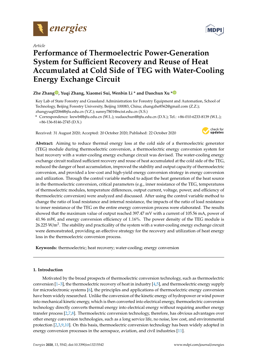 Performance of Thermoelectric Power-Generation System For