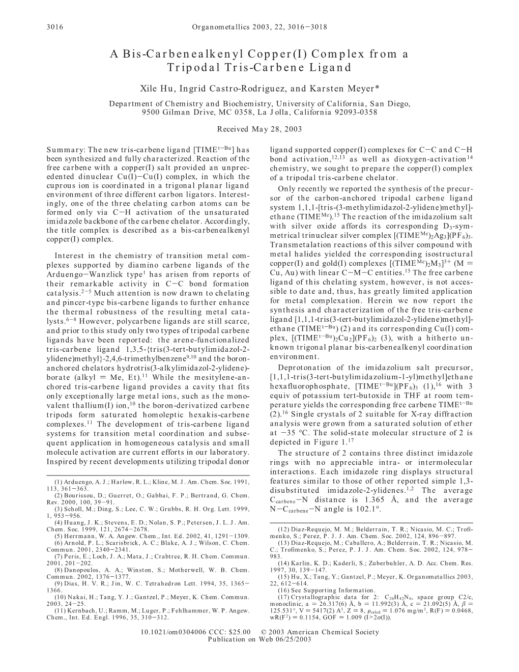 A Bis-Carbenealkenyl Copper(I) Complex from a Tripodal Tris-Carbene Ligand