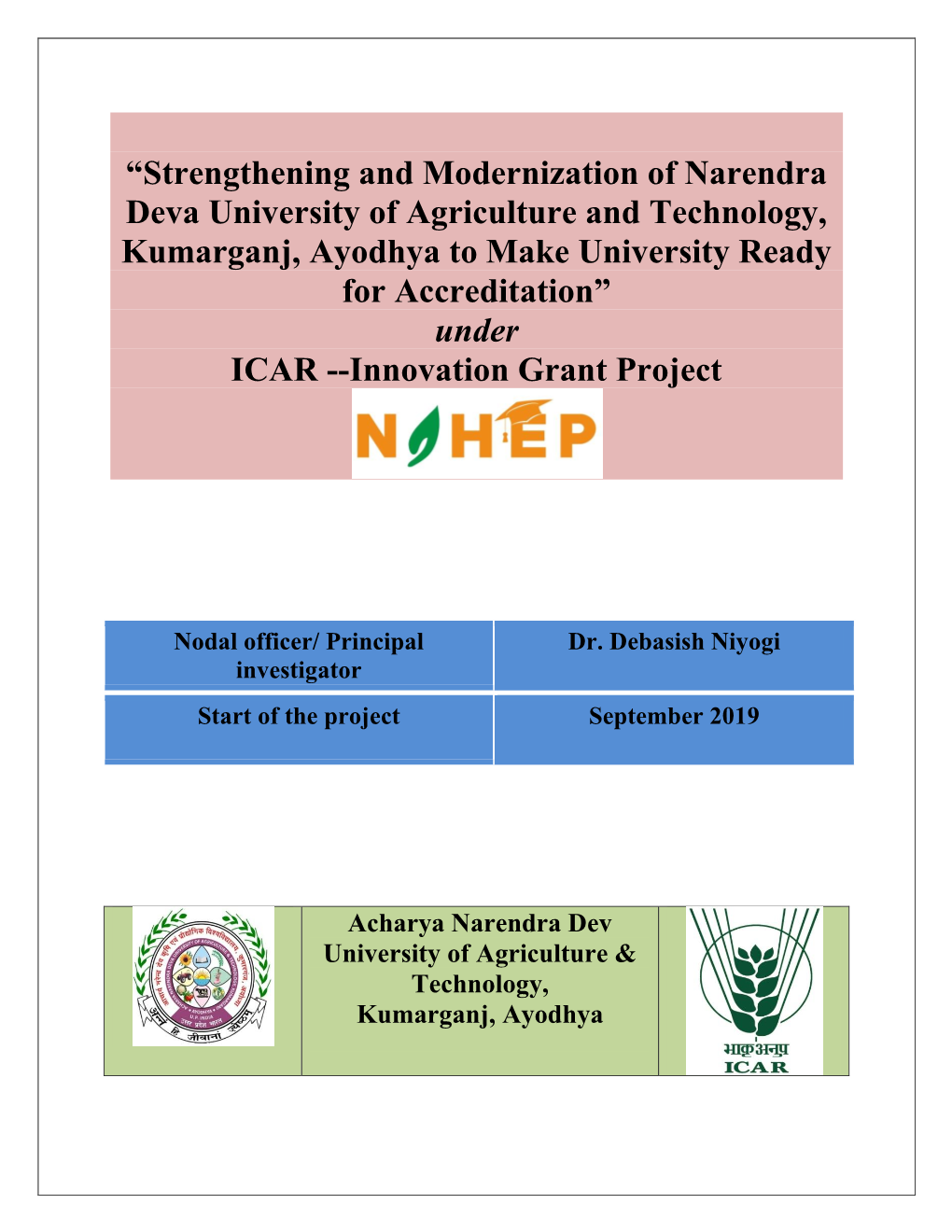 Strengthening and Modernization of Narendra Deva University