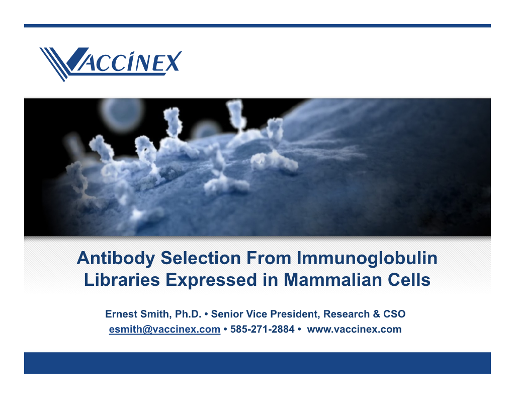 Antibody Selection from Immunoglobulin Libraries Expressed in Mammalian Cells