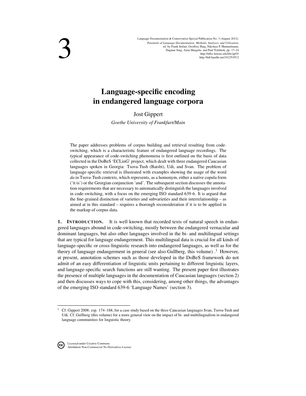 Language-Specific Encoding in Endangered Language Corpora