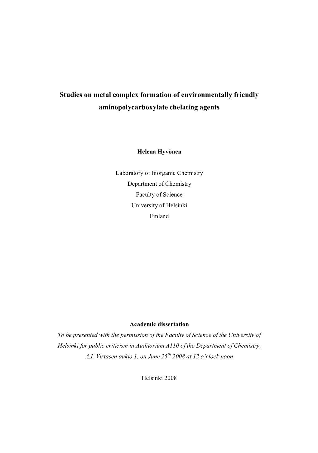 Studies on Metal Complex Formation of Environmentally Friendly Aminopolycarboxylate Chelating Agents