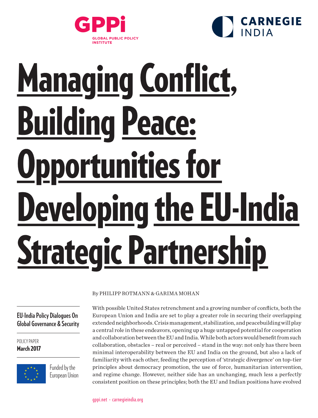 Opportunities for Developing the EU-India Strategic Partnership