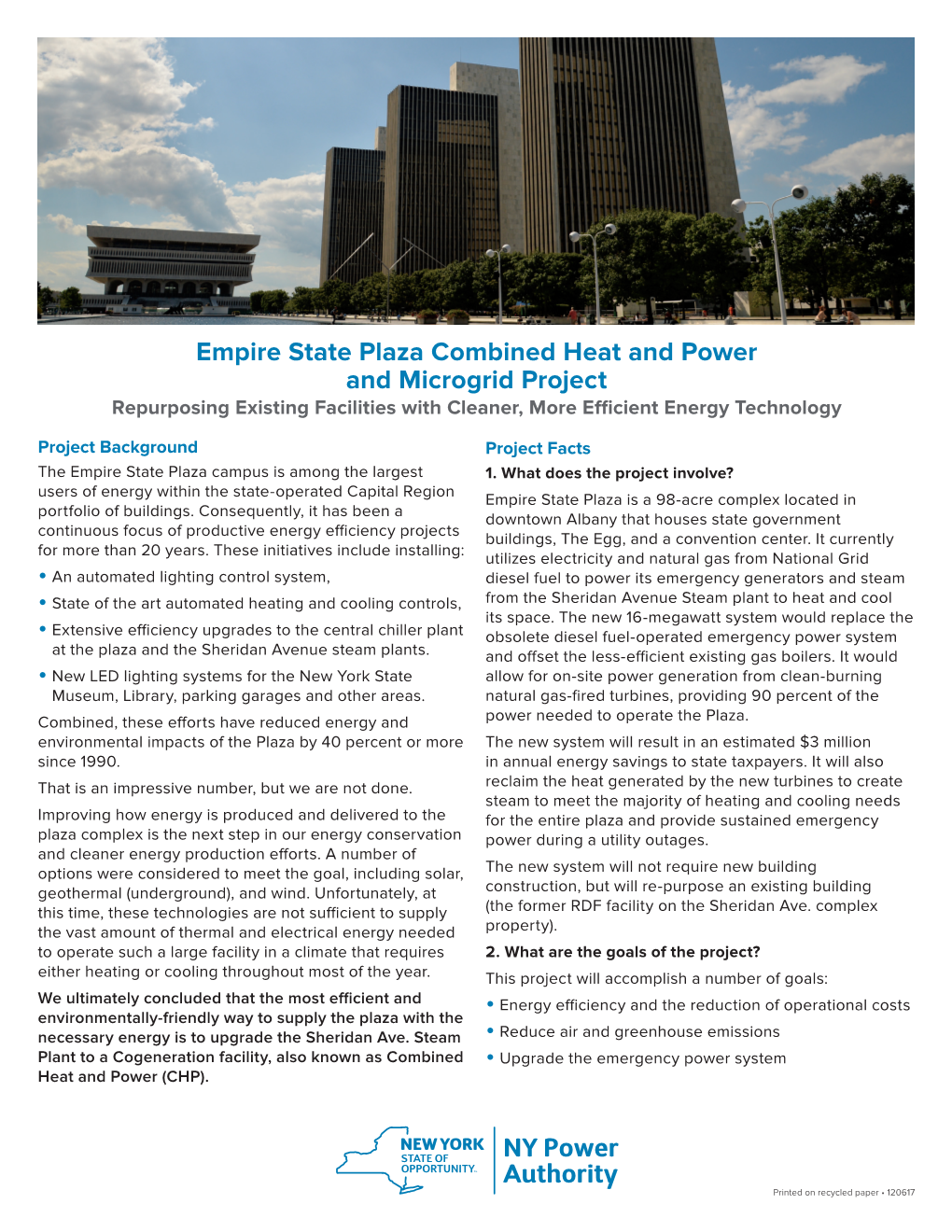 Empire State Plaza Combined Heat and Power and Microgrid Project Repurposing Existing Facilities with Cleaner, More Efficient Energy Technology