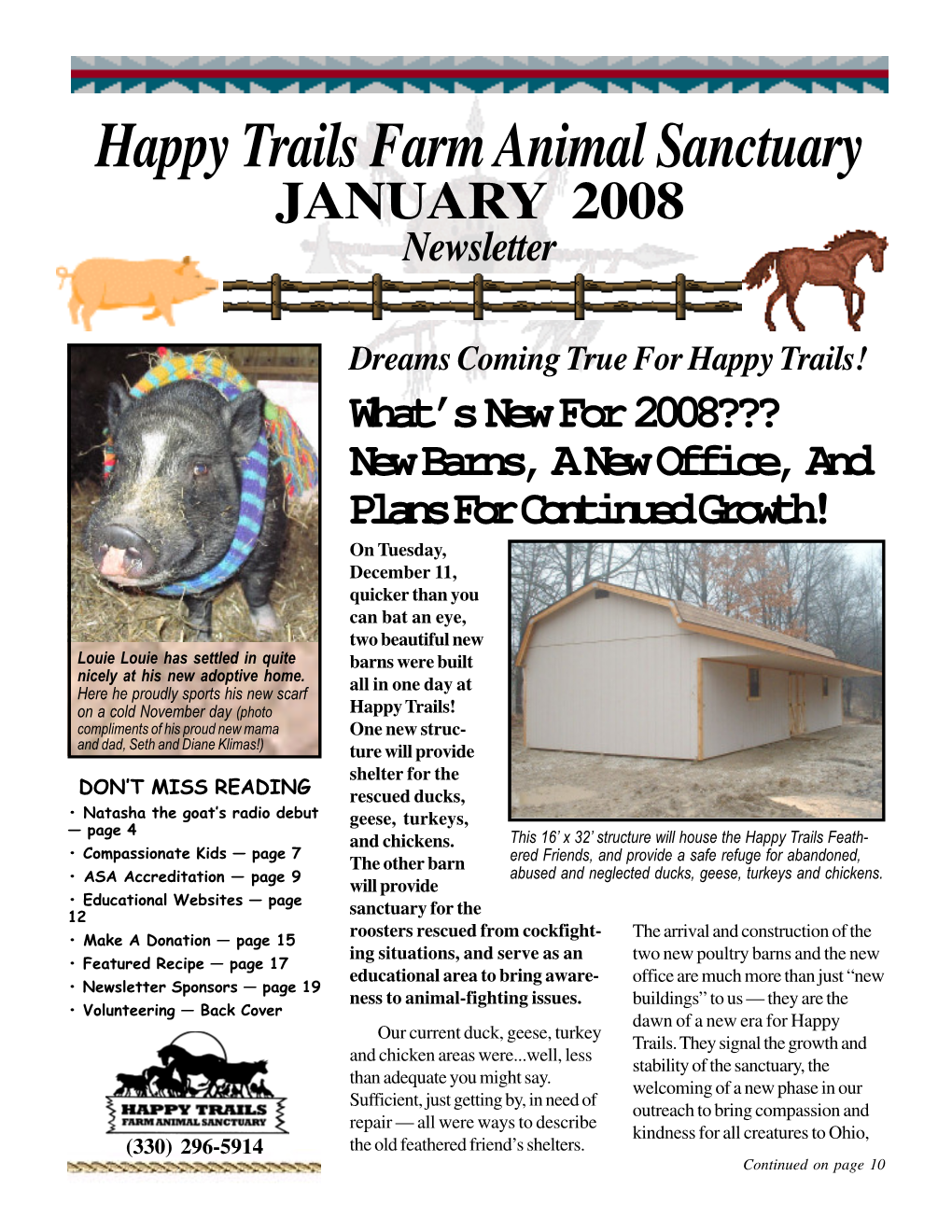 Happy Trails Farm Animal Sanctuary JANUARY 2008 Newsletter