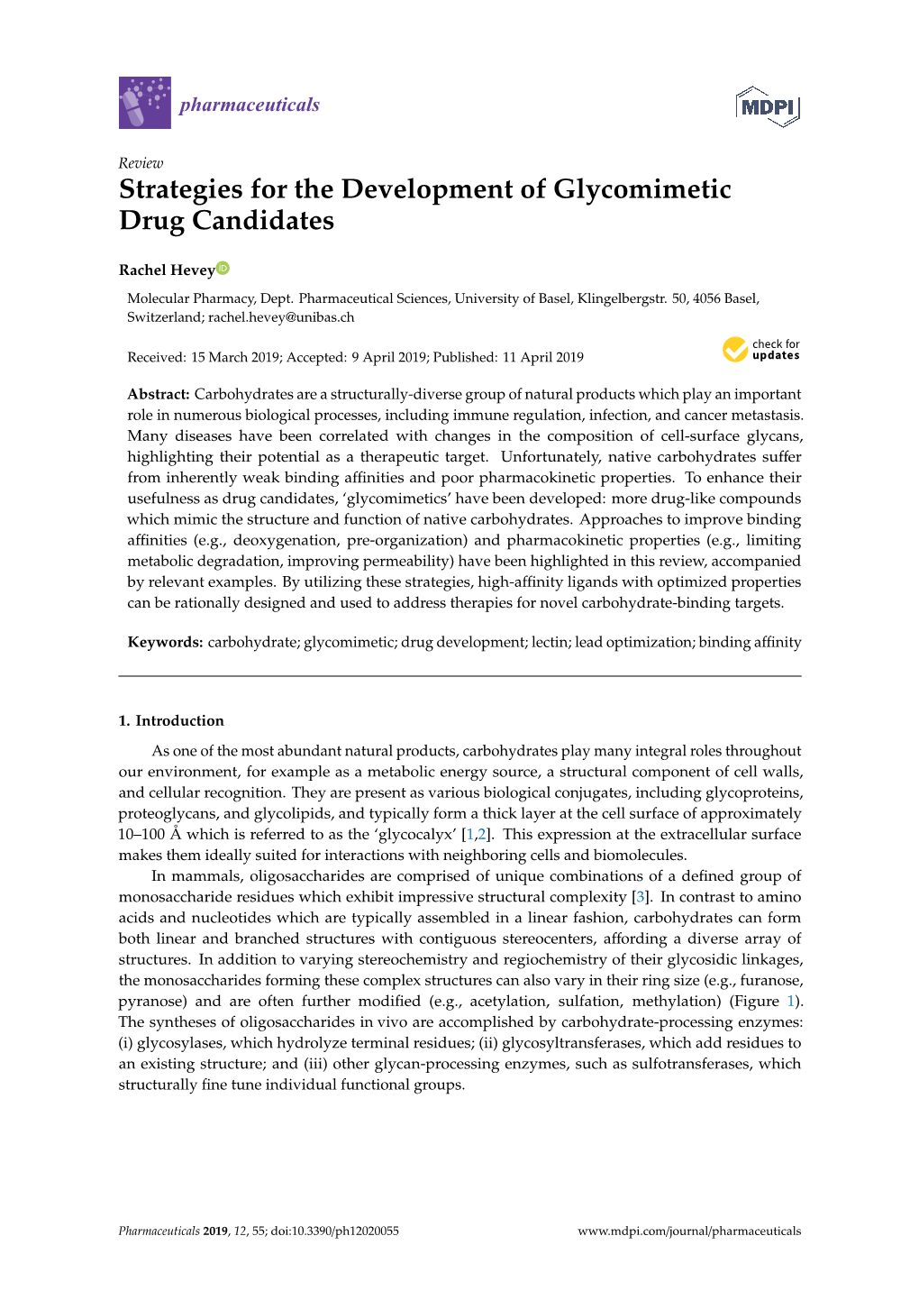 Strategies for the Development of Glycomimetic Drug Candidates
