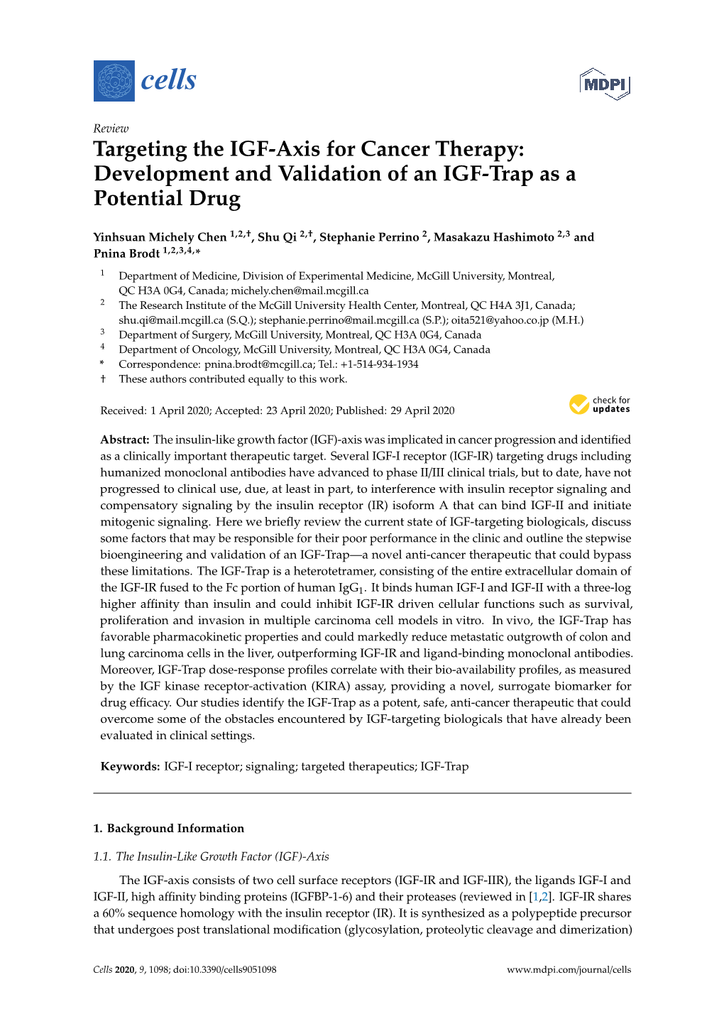 Targeting the IGF-Axis for Cancer Therapy: Development and Validation of an IGF-Trap As a Potential Drug