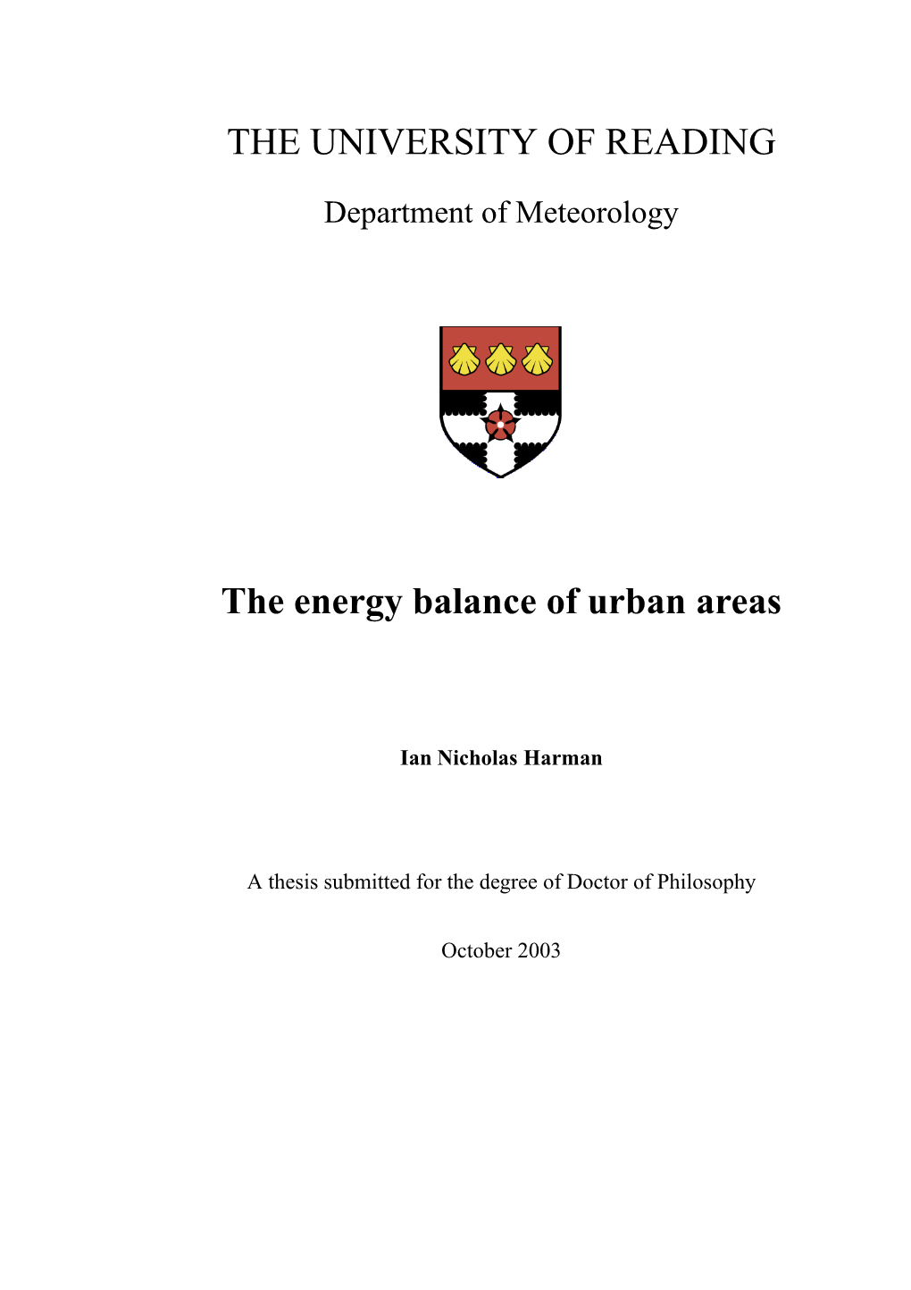 The Energy Balance of Urban Areas