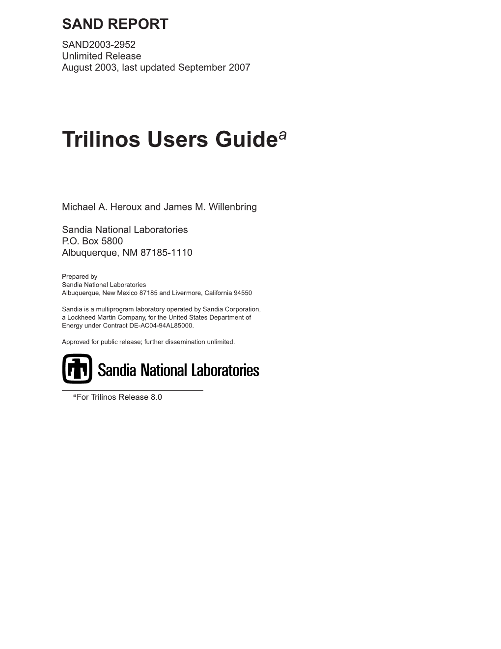 Trilinos Users Guidea