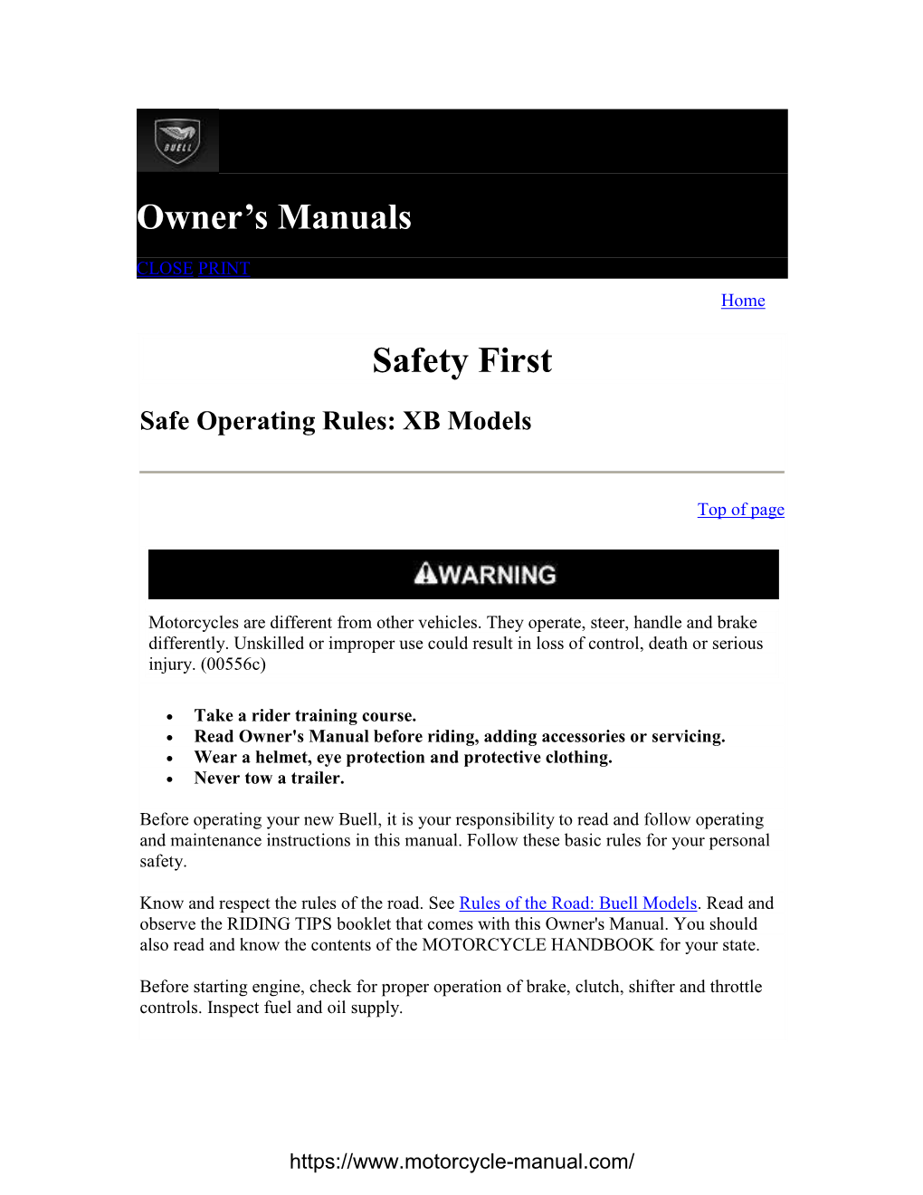 Owner's Manuals Safety First